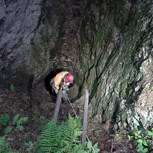 Starting the descent of the shaft. (Picture: Peter Eggleston)