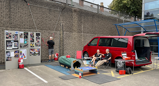 Setting up the display at Shrewsbury Fire Station
