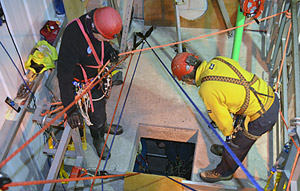 Extracting a stretcher casualty from an artificial cave.