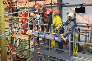 Moving a stretcher across a 'void' in the Total Access training area