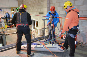 Moving a stretcher across a 'void' in the Total Access training area