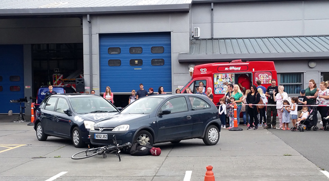 The RTC - two cars and a cyclist