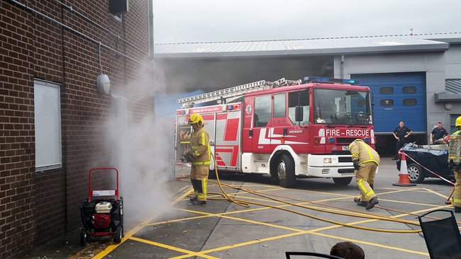 The Fire Service demonstration with the 'smoke house' at Shrewsbury station