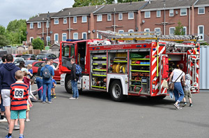 Visitors exploring a SFRS Tender