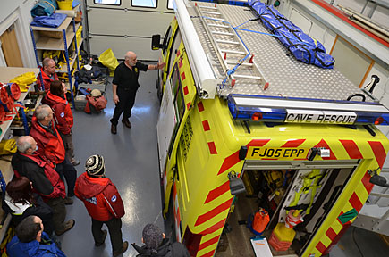 The DCRO Control Vehicle with Bill Whitehouse (top centre) explaining it's operation.