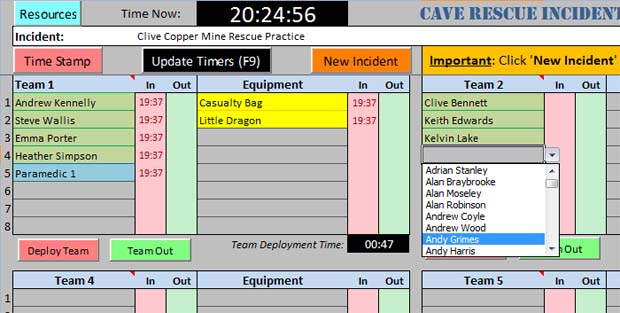 Sample CRIMS screen from a MCRO Rescue Practice