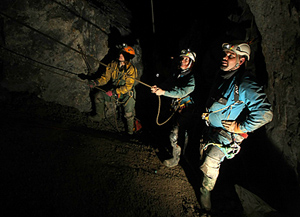 An underground team ready to haul