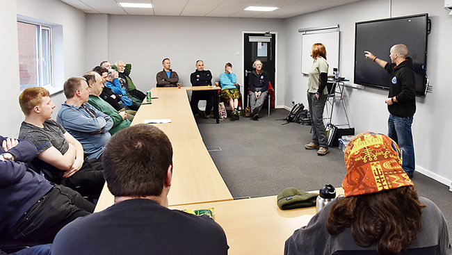 Mike Clayton and Emma Porter giving the introductory talk in one of the Arco training rooms.