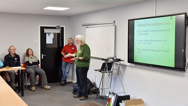 Steve Holding delivering his update on underground gases.