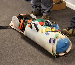 The Slix 50 stretcher 'packaged' for transport.