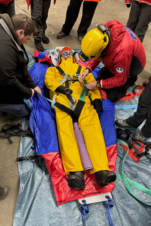 Sorting out the stretcher straps.