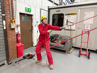 The surface team rigging the lowering ropes.